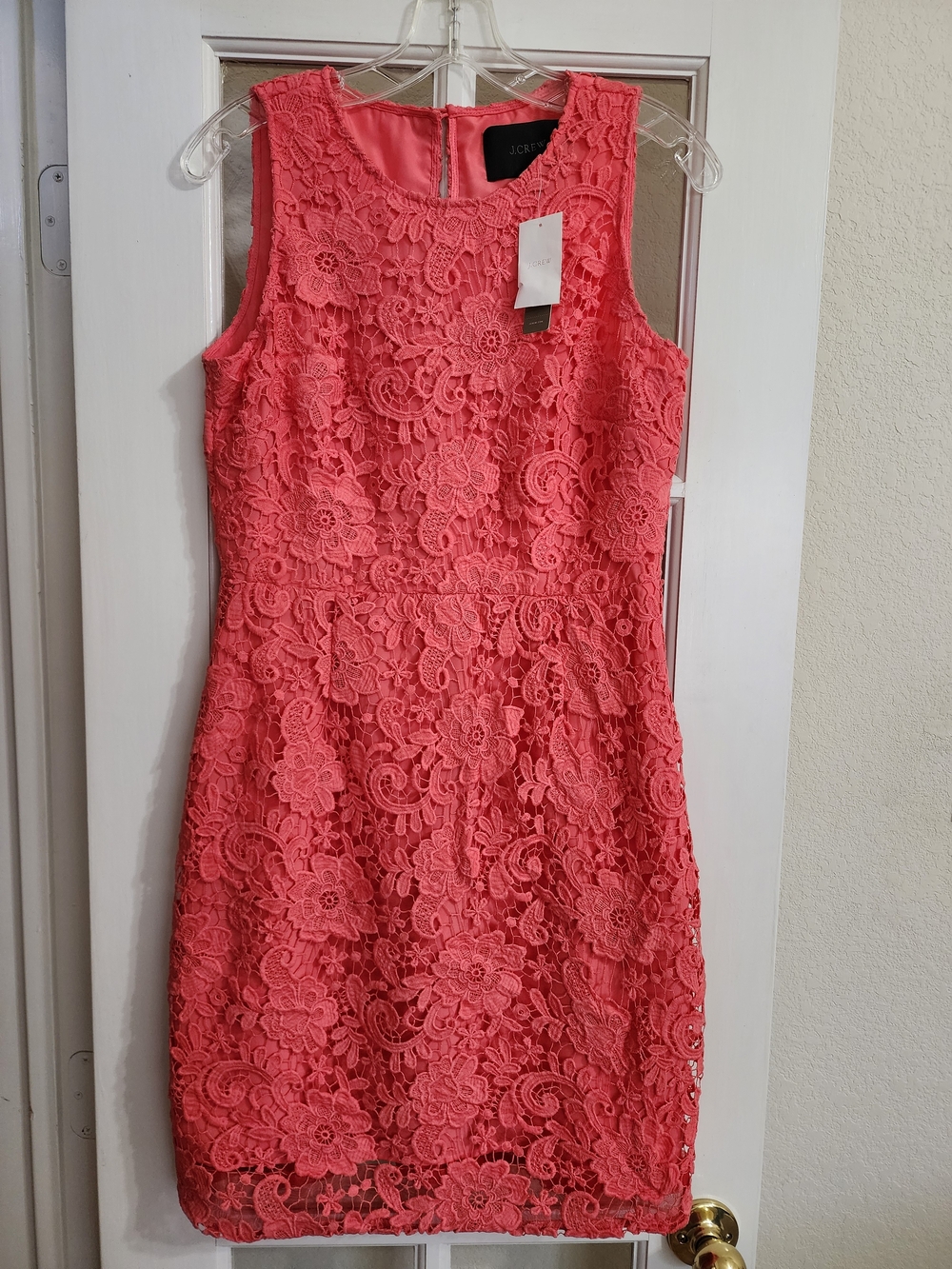 NWT J.Crew C7152 Coral Floral Lace Sheath Dress Size 8